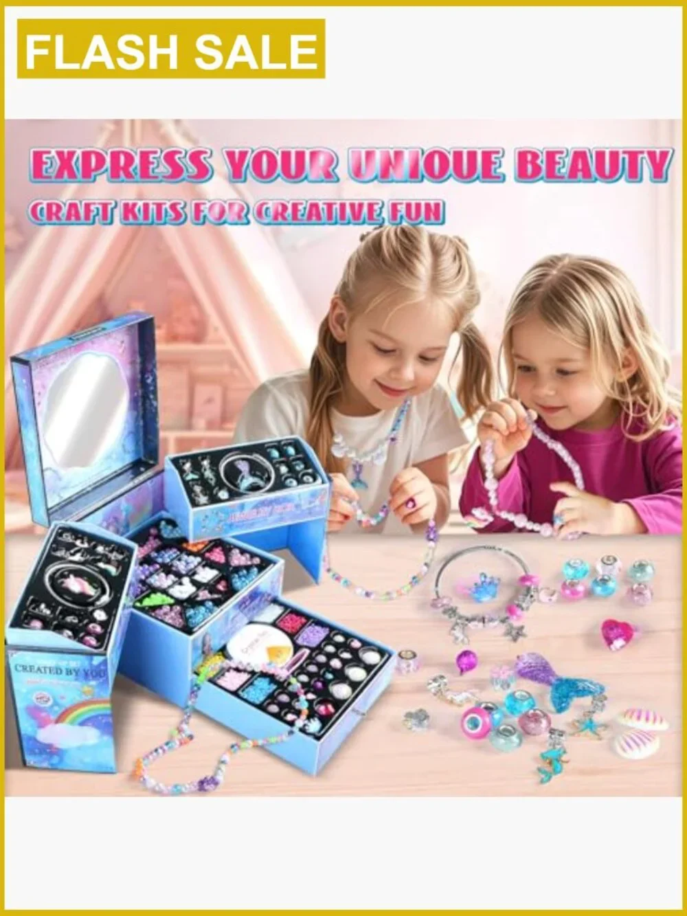 2000pcs Charm Beads Bracelet Making Kit for Girls Ages 4-12